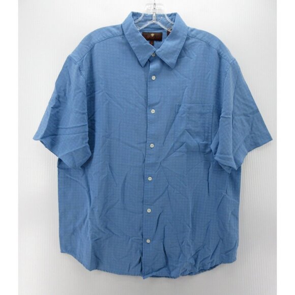 Toscano Shirt XL Silk Button Up Check Camp Pocket Breathable Collared - Picture 1 of 10